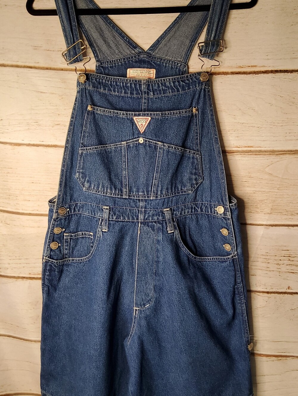 Guess? Vintage Georges Marciano Denim Shortalls with Triangle Logo
